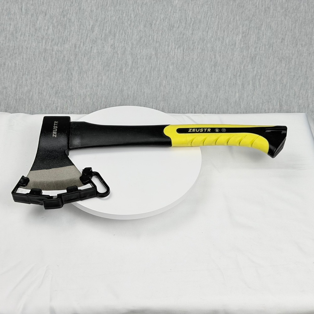 ZEUSTR 14 Inch Camping Hatchet Forged Steel Axe Fiberglass Handle Yellow Black
